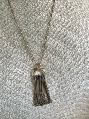 Stella & Dot Gold Tassel Fringe Necklace